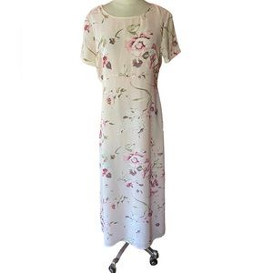 1990s‎ NY & Co Floral, Semi-Sheer Maxi Dress